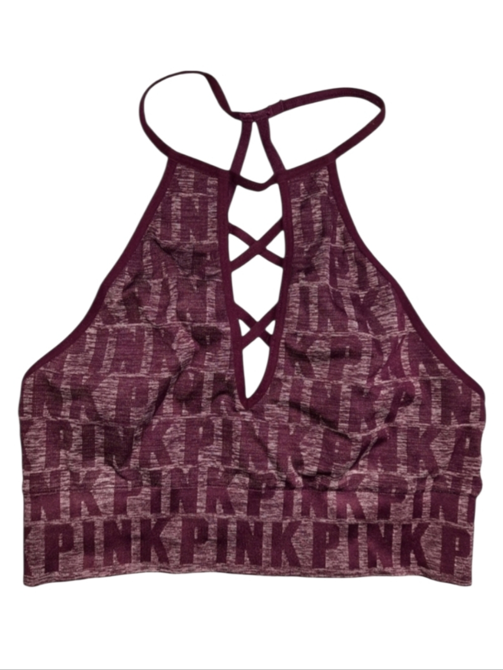 PINK Victoria's Secret Cool & Comfy Strappy Signature Print Bralette SZ S